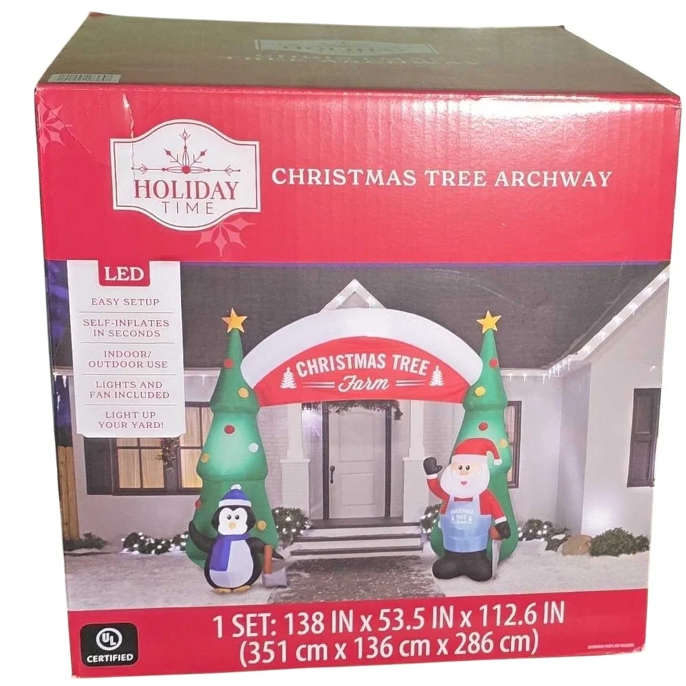 Holiday Time Christmas Tree Archway Airblown Inflatable 11.5 ft LED Santa NEW‎
